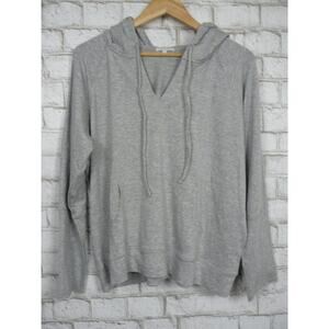 $198 Calme by Johnny Was Heather Grey Easy Pullover Hoodie Large NEW